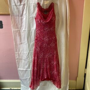 Vintage Style High Low Dress with Lacy Red Lining
